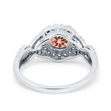 Round Halo Cubic Zirconia Infinity Twisted Ring 925 Sterling Silver