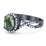 Art Deco Oval Natural Stone Twisted Ring