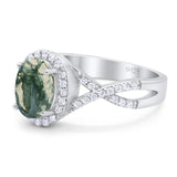 Art Deco Oval Natural Stone Twisted Ring