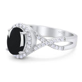 Art Deco Oval Natural Stone Twisted Ring