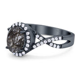 Art Deco Oval Natural Stone Twisted Ring