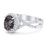 Art Deco Oval Natural Stone Twisted Ring