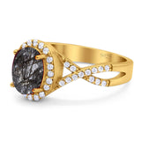 Art Deco Oval Natural Stone Twisted Ring