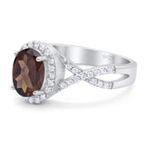 Art Deco Oval Natural Stone Twisted Ring