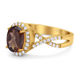 Art Deco Oval Natural Stone Twisted Ring