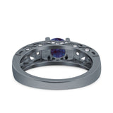 Art Deco Round Natural Stone Filigree Ring