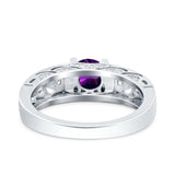 Art Deco Round Natural Stone Filigree Ring