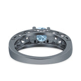 Art Deco Round Natural Stone Filigree Ring