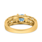 Art Deco Round Natural Stone Filigree Ring