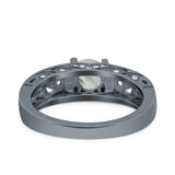 Art Deco Round Natural Stone Filigree Ring