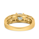 Art Deco Round Natural Stone Filigree Ring