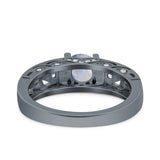 Art Deco Round Natural Stone Filigree Ring