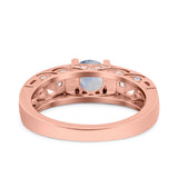 Art Deco Round Natural Stone Filigree Ring