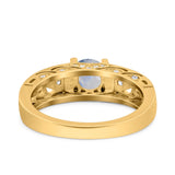 Art Deco Round Natural Stone Filigree Ring