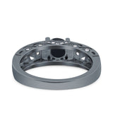 Art Deco Round Natural Stone Filigree Ring