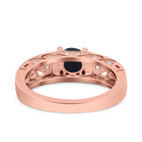 Art Deco Round Natural Stone Filigree Ring