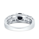 Art Deco Round Natural Stone Filigree Ring