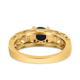 Art Deco Round Natural Stone Filigree Ring