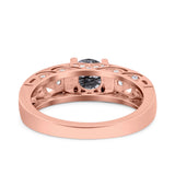Art Deco Round Natural Stone Filigree Ring
