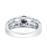 Art Deco Round Natural Stone Filigree Ring