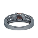 Art Deco Round Natural Stone Filigree Ring