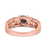 Art Deco Round Natural Stone Filigree Ring