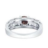 Art Deco Round Natural Stone Filigree Ring