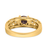 Art Deco Round Natural Stone Filigree Ring