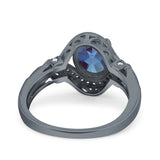 Art Deco Oval Natural Stone Halo Ring