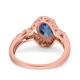 Art Deco Oval Natural Stone Halo Ring