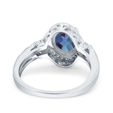 Art Deco Oval Natural Stone Halo Ring