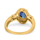 Art Deco Oval Natural Stone Halo Ring