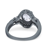 Art Deco Oval Natural Stone Halo Ring