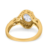 Art Deco Oval Natural Stone Halo Ring
