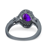 Art Deco Oval Natural Stone Halo Ring