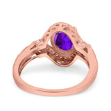 Art Deco Oval Natural Stone Halo Ring