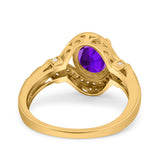 Art Deco Oval Natural Stone Halo Ring