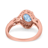 Art Deco Oval Natural Stone Halo Ring