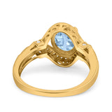 Art Deco Oval Natural Stone Halo Ring