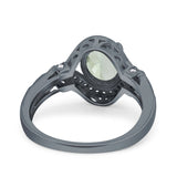 Art Deco Oval Natural Stone Halo Ring