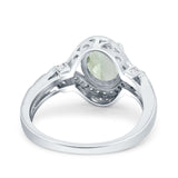 Art Deco Oval Natural Stone Halo Ring