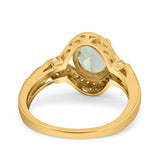 Art Deco Oval Natural Stone Halo Ring