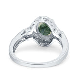 Art Deco Oval Natural Stone Halo Ring