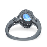 Art Deco Oval Natural Stone Halo Ring