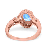 Art Deco Oval Natural Stone Halo Ring