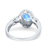 Art Deco Oval Natural Stone Halo Ring