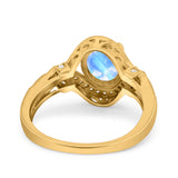 Art Deco Oval Natural Stone Halo Ring