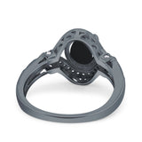 Art Deco Oval Natural Stone Halo Ring