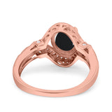 Art Deco Oval Natural Stone Halo Ring