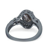Art Deco Oval Natural Stone Halo Ring